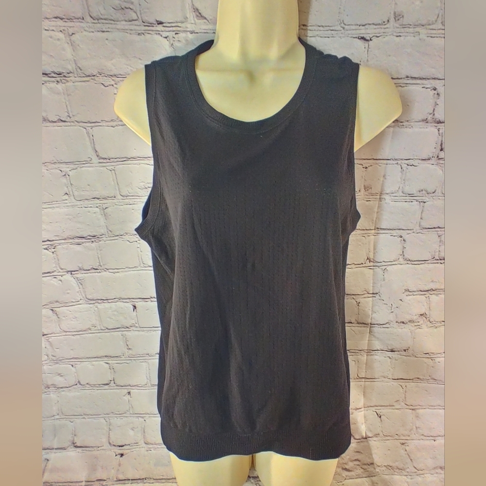 Athleta Black Ribbed Breezy Muscle Tank L